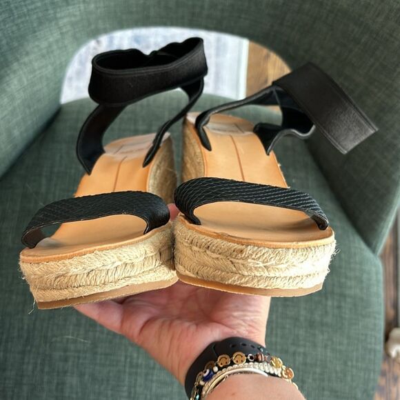 Dolce Vita Pia Women’s black wedge espadrille strappy ankle sandal size 7.5 EUC! - Picture 7 of 8
